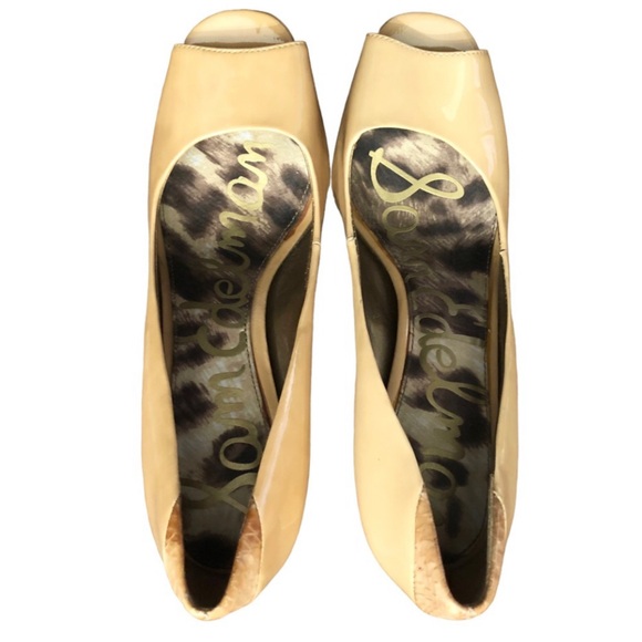 Sam Edelman Tacoma Peep Toe Leather Upper Tan High Heels Size 7 1/2 - Picture 1 of 12